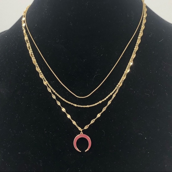 None Jewelry - Necklace autumn half moon boho layered gold Tone